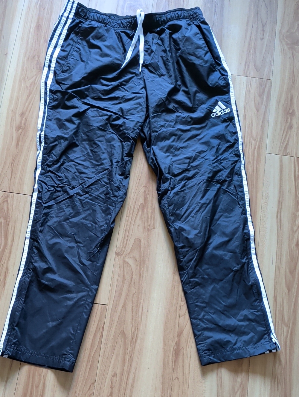 adidas Black Track Pants with White Side Stripes